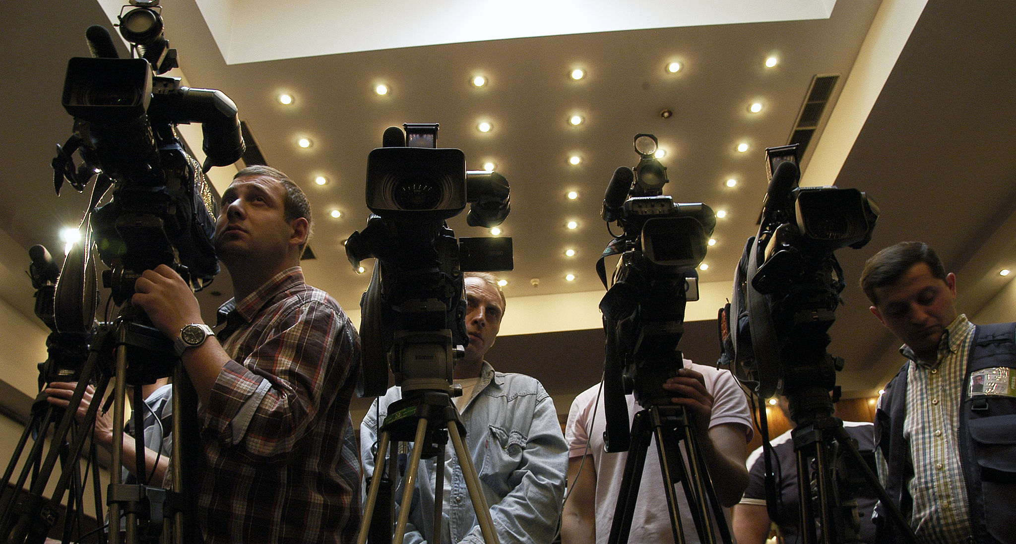TV cameras at a press conference