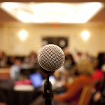 Microphone in town hall meeting