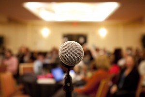 Microphone in town hall meeting
