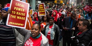 Fast-food workers on strike