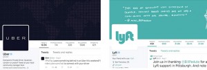 Lyft and Uber Twitter pages