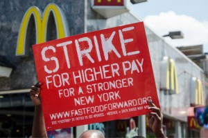 Fast-food workers on strike