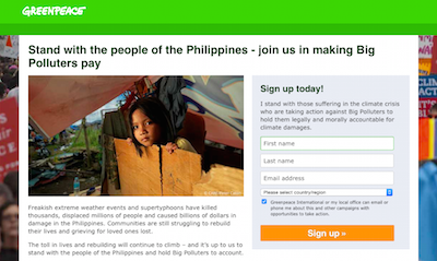 Greenpeace Big Polluters campaign page